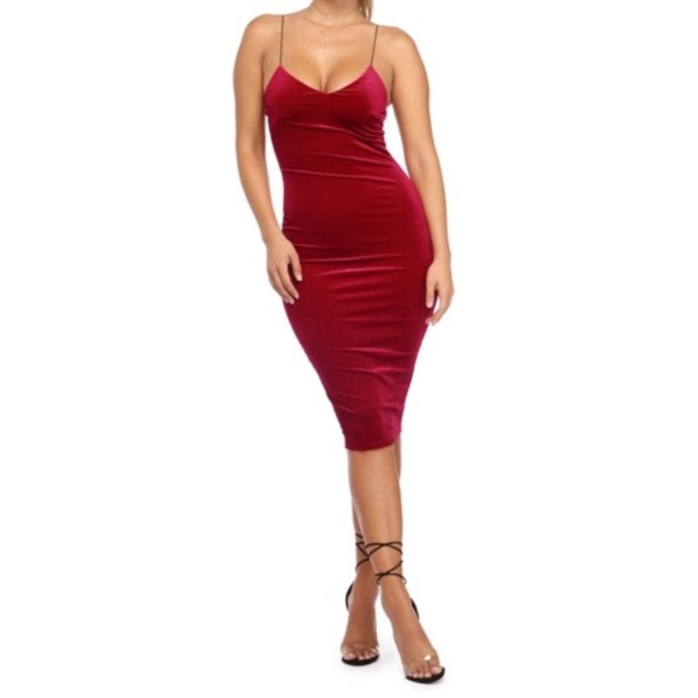 NWT Necessary Clothing Midi Burgundy Faux Suede Midi Dress